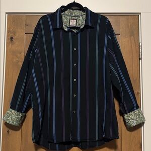 J. GARCIA LONG SLEEVE SHIRT BUTTON DOWN STRIPED Men’s XL contrast cuff casual